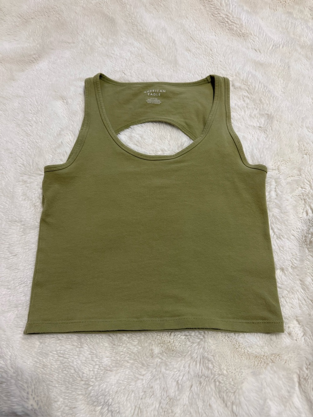 American Eagle Olive Green Open Back Crop Tank Top